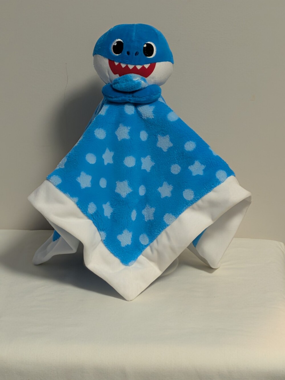 Baby Shark Pinkfong Blue White Plush Baby Security Blanket Lovey